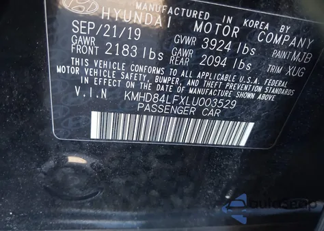 2020 Hyundai Elantra Value Edition z USA, uszkodzony, nr VIN KMHD84LFXLU003529